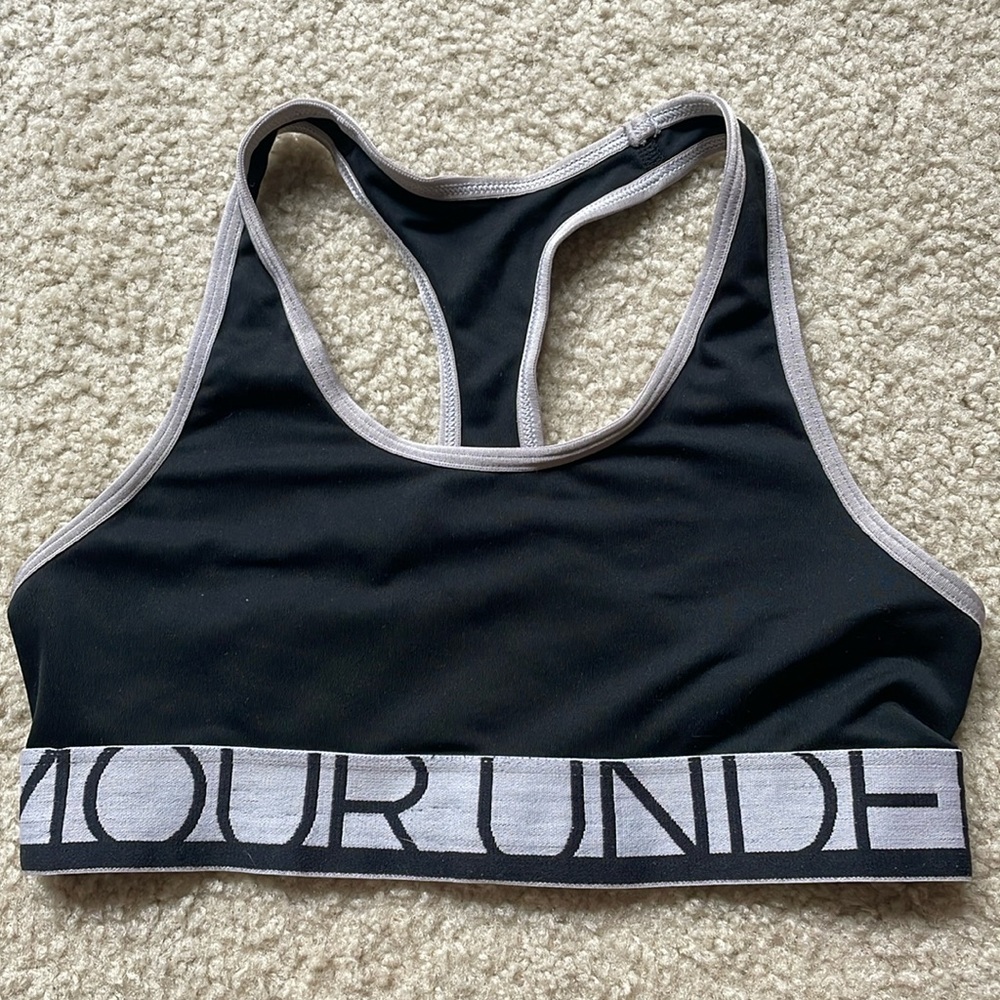 Under armour, black sports bra, kids